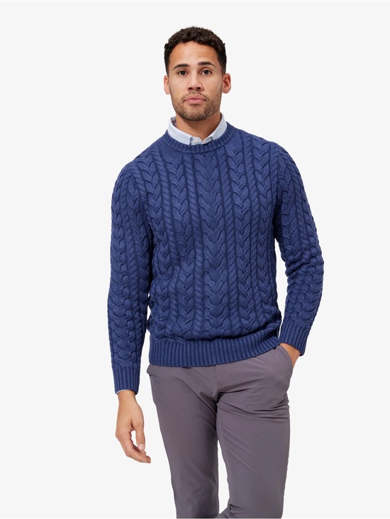 Mizzen+Main Other - Mizzen+Main Blue Redford Cable Knit Crewneck Sweater Men Size L